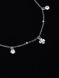 PANASH 925 Sterling Silver Bersalut Rhodium Zirkonia Kubik Gelang Pesona