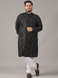 SOJANYA PLUS Size Geometric Embroidered Sequinned Band Collar Pure Cotton Straight Kurta
