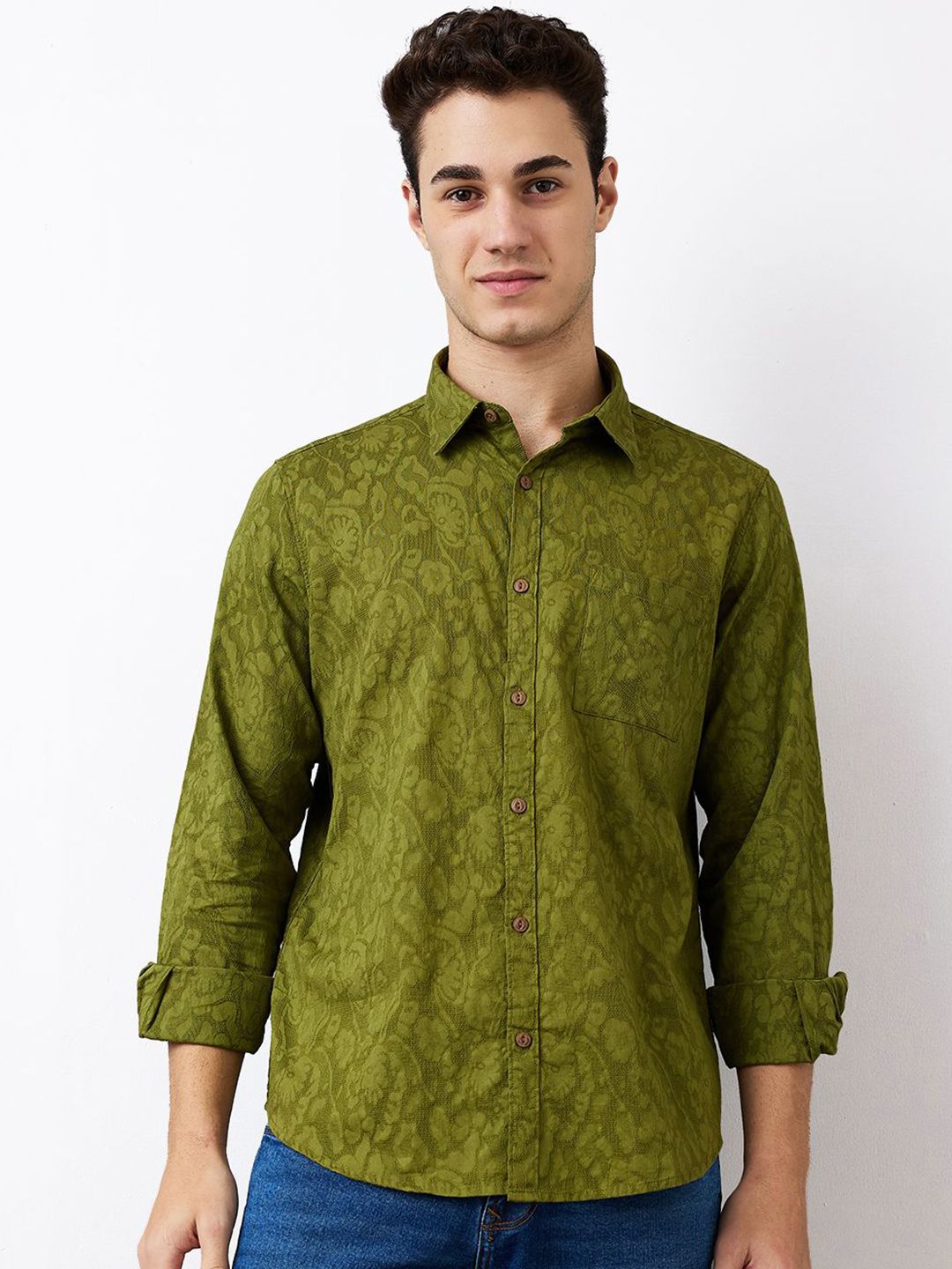 SPYKAR Men Spread Collar Floral Printed Cotton Casual Shirt