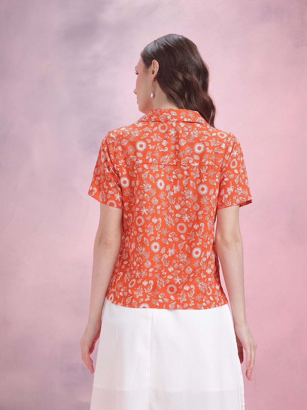 DressBerry Printed Cuban Collar Shirt