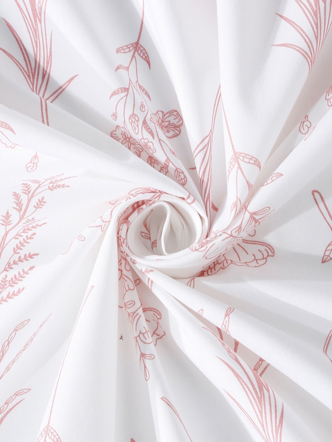KLOTTHE White Floral Printed Fitted 400 TC Cotton Super King Bedsheet With 2 Pillow Covers