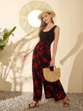 Berrylush Women Printed Round Neck Sleeveless Basic Jumpsuit