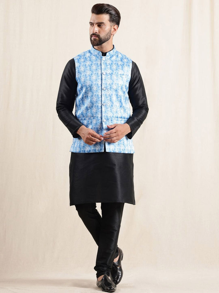 Anouk Mandarin Collar Straight Kurta With Pyjamas & Nehru Jacket
