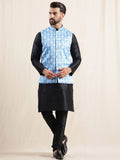 Anouk Mandarin Collar Straight Kurta With Pyjamas & Nehru Jacket