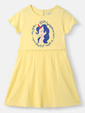 Nauti Nati Girl Unicorn Print Tulle Mesh Dress with Lettuce Hem in Sleeves