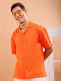The Indian Garage Co Men Cuban Collar Relaxed Fit Pure Cotton Resortwear Shirt