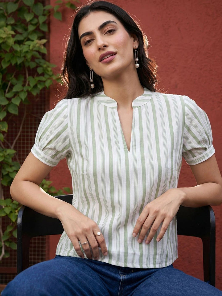 Mamicha Striped Puff Sleeve Top