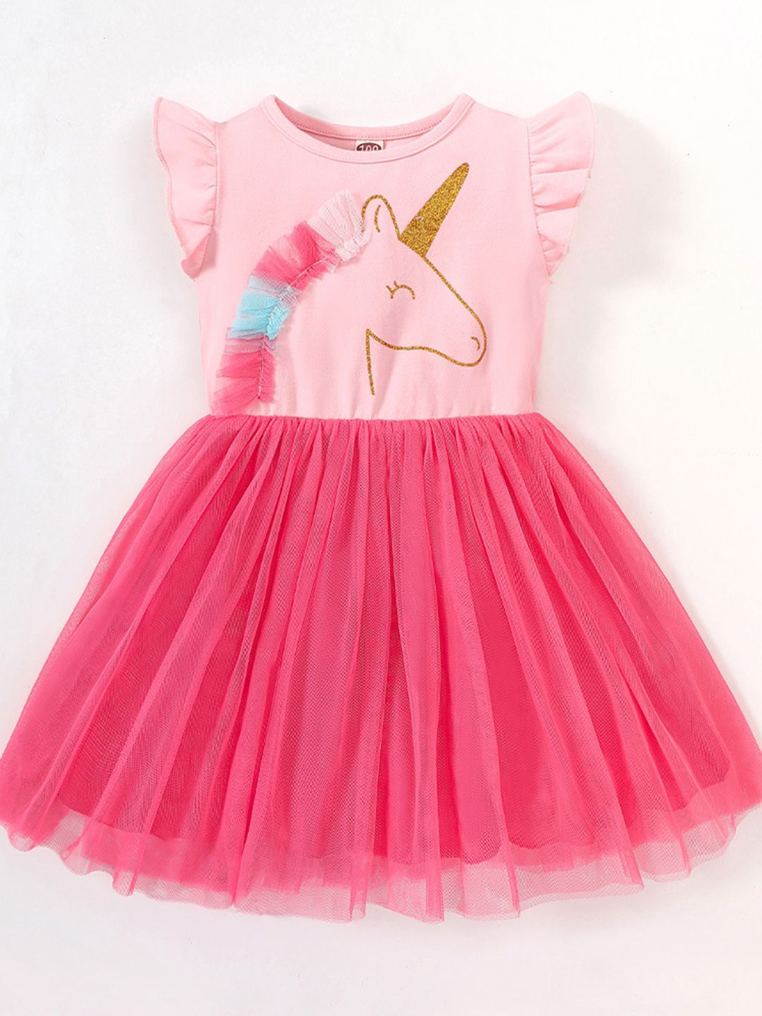 YK Girls Solid Blouson Dress