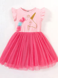 YK Girls Solid Blouson Dress
