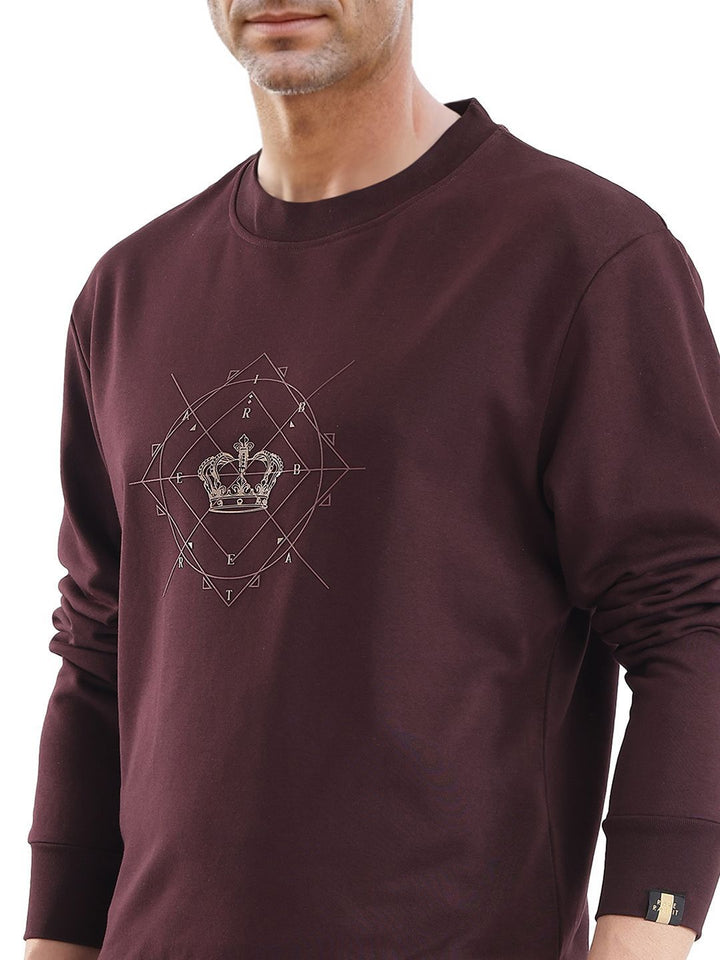 RARE RABBIT Men Printed Pullover Cotton Sweatshirt