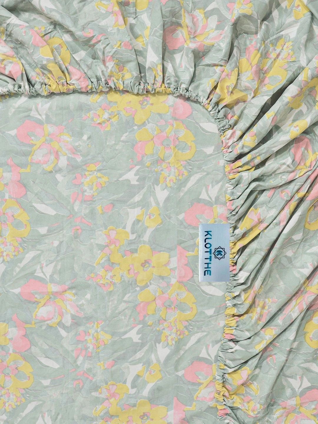 KLOTTHE Hijau & Kuning Bunga 300 TC Cadar King dengan 2 Sarung Bantal