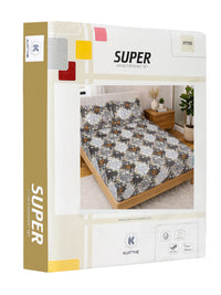 KLOTTHE Cadar Bercetak Kelabu & Putih 300 TC Double Dengan 2 Sarung Bantal- 2.5 m x 2.25 m