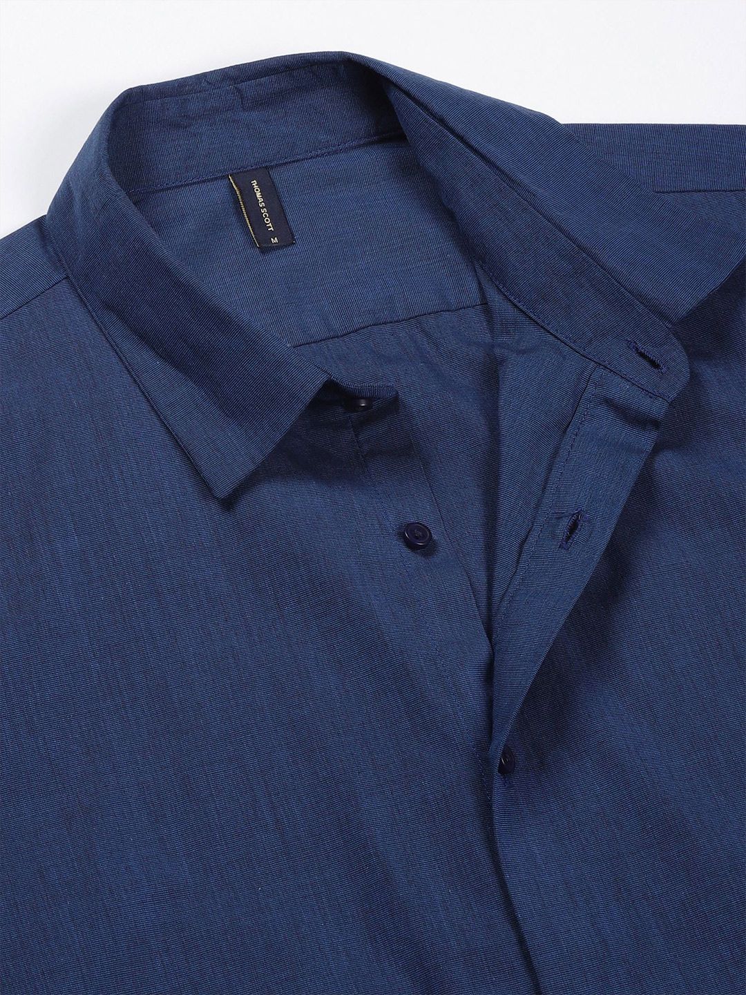 Thomas Scott Men Classic Slim Fit Solid Spread Collar Pure Cotton Formal Shirt