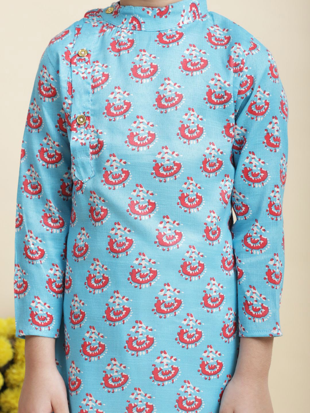 Cutiekins Boys Ethnic Motifs Printed Pure Cotton Kurta with Pyjamas
