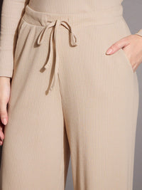 SASSAFRAS BASICS Women Ribbed Relaxed Fit Mid Rise Track Pants