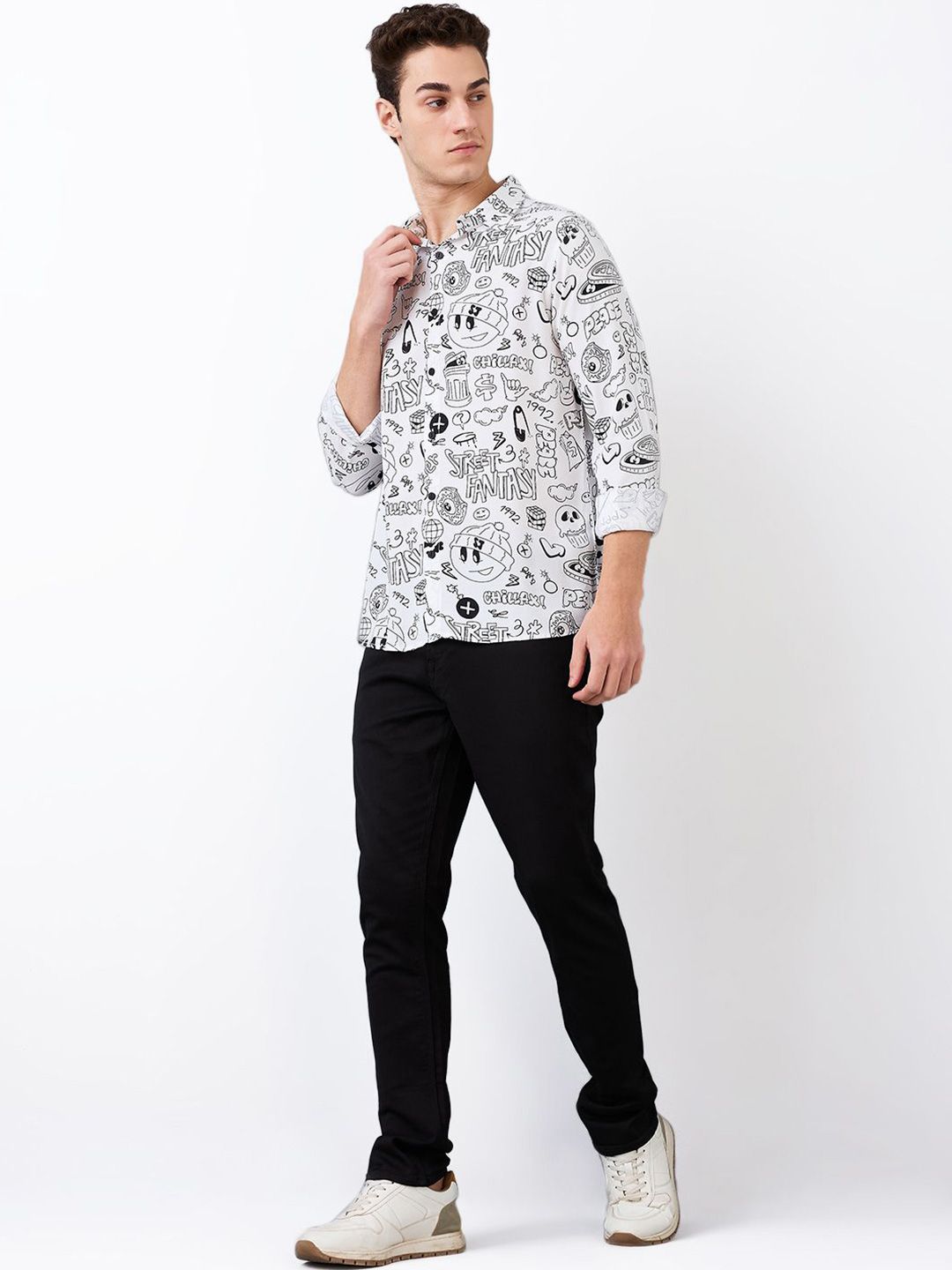 SPYKAR Men Spread Collar Graphic Printed Cotton Casual Shirt