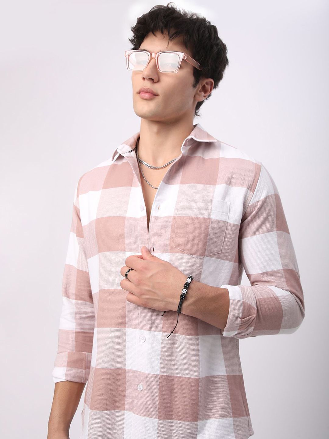 VASTRADO Men Classic Slim Fit Checked Casual Shirt