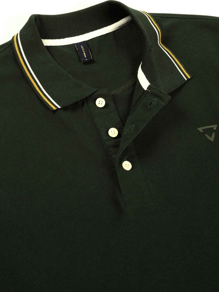 Thomas Scott Men Solid Polo Collar Cotton T-shirt