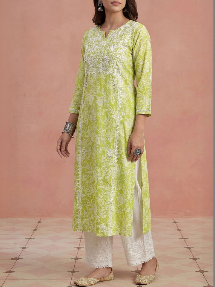House of Chikankari Women Floral Embroidered Chikankari Kurta