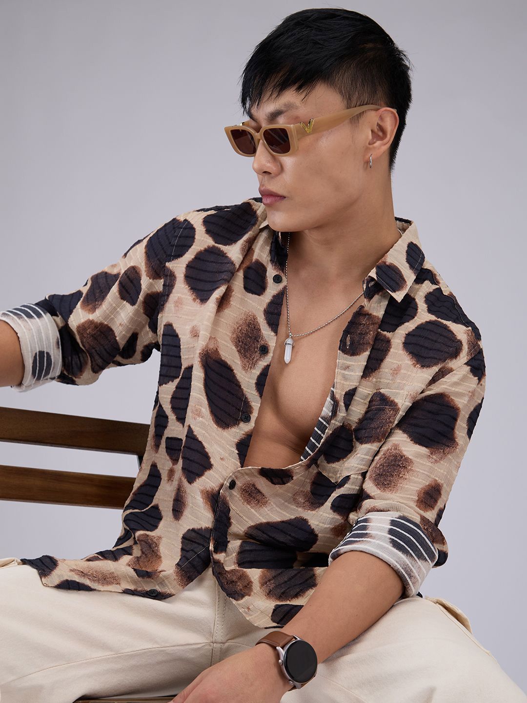 VASTRADO Men Classic Slim Fit Opaque Printed Casual Shirt
