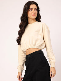 DressBerry Cinched Waist Crop pullover Sweatshirt