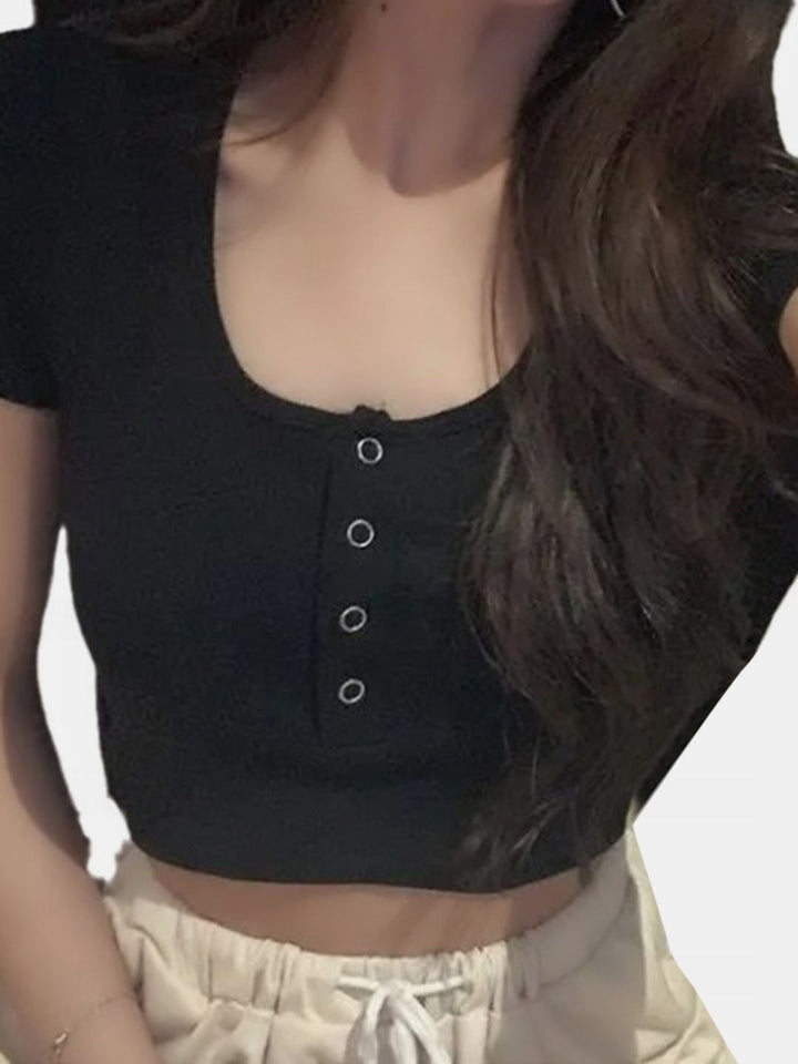 DressBerry Scoop Neck Crop T-Shirt