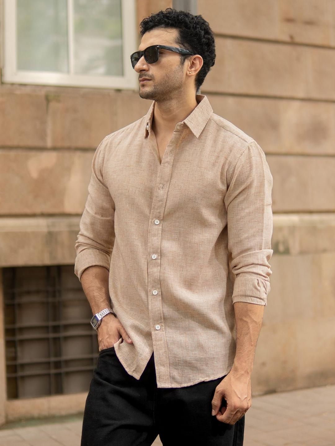 Powerlook Men Slim Fit Solid Spread Collar Casual Shirt