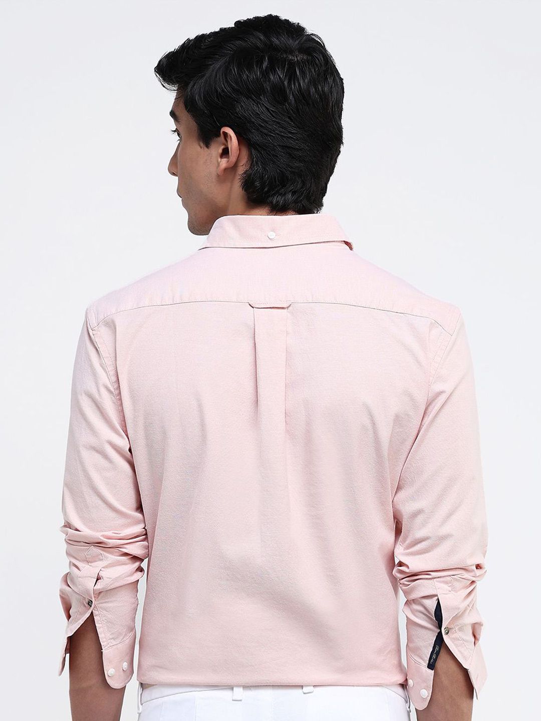 RARE RABBIT Men Comfort Spread Collar Solid Cotton Formal Shirt