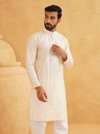 SOJANYA Motif Etnik Sulam Benang Kerja Kolar Kurta Lurus Dengan Churidar