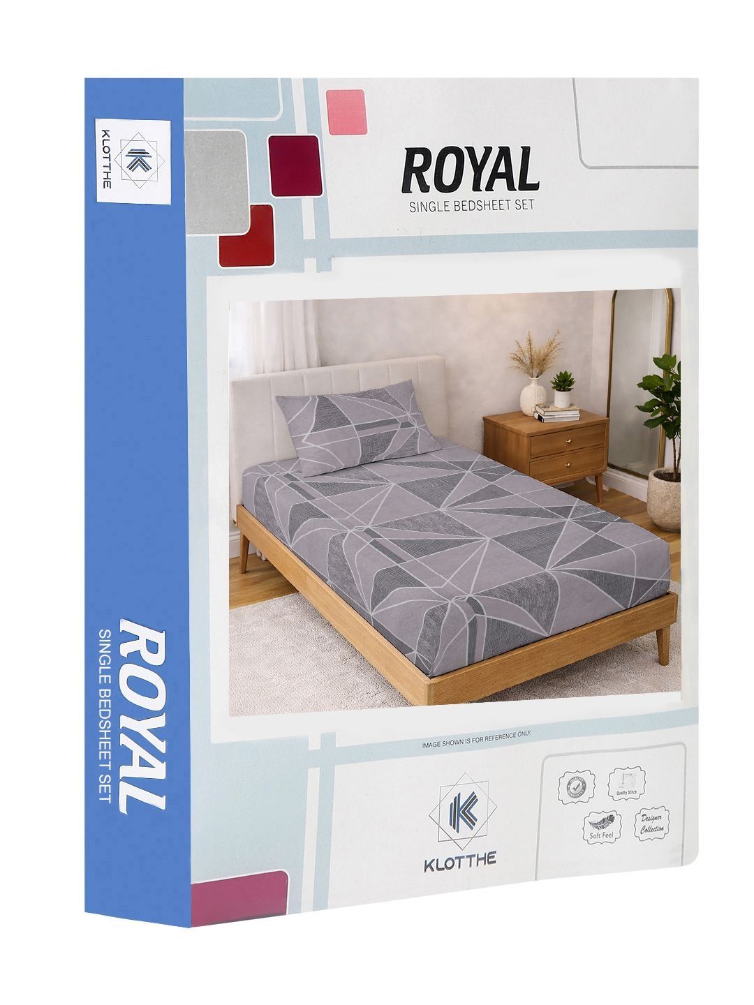 KLOTTHE Purple Geometric 300 TC Cadar Katil Bujang dengan 1 Sarung Bantal