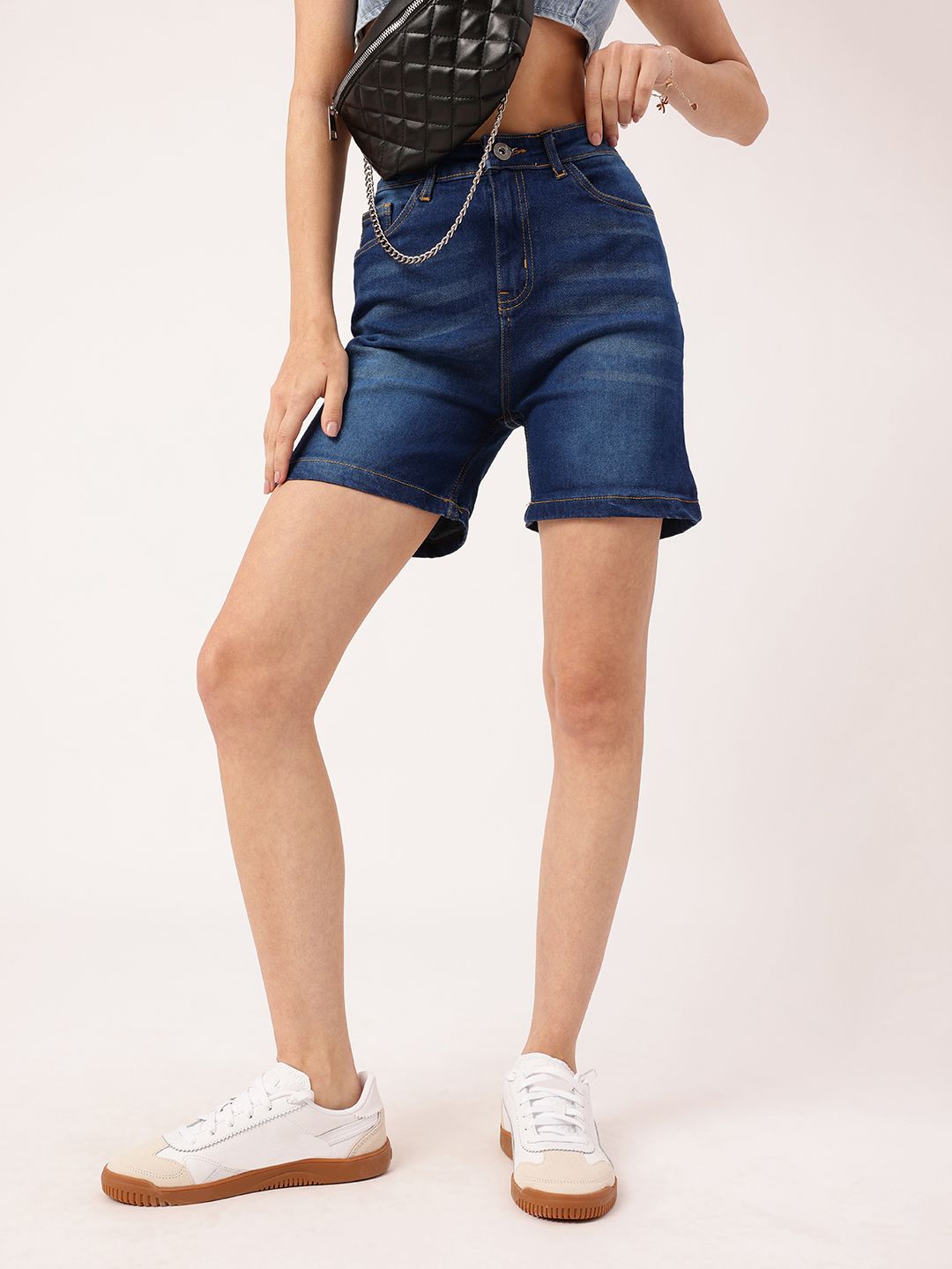 DressBerry Women Street Cool Faded Denim Shorts