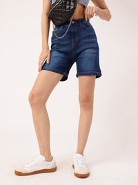 DressBerry Women Street Cool Faded Denim Shorts