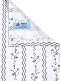 Myntra Elegant Homes White Floral 400 TC Super King Double Bedsheet dengan 2 Sarung Bantal