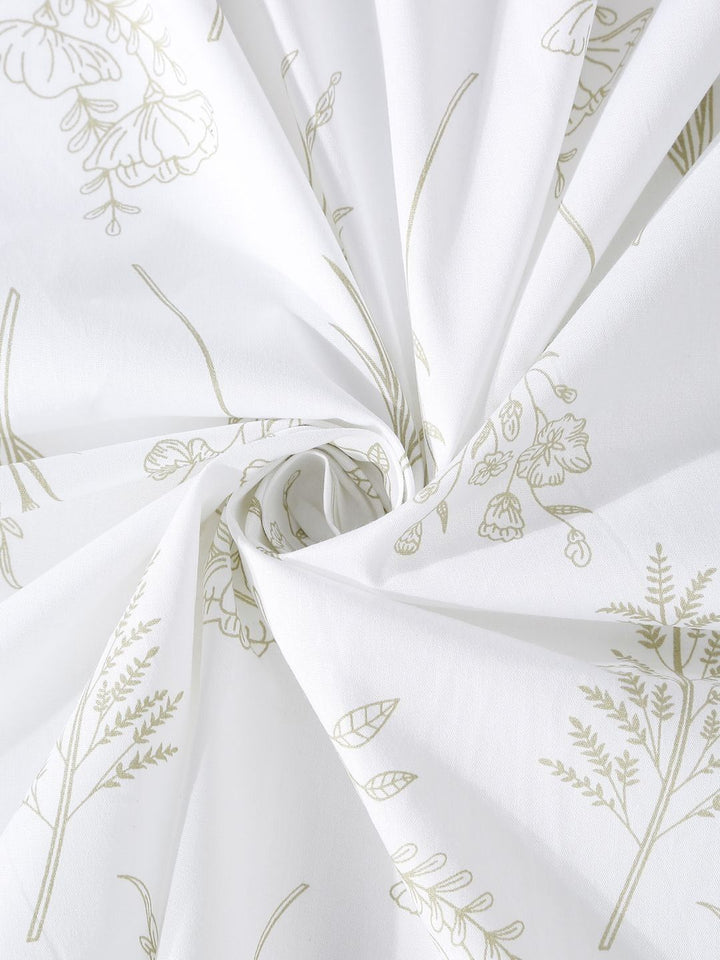 KLOTTHE White Floral Dilengkapi 400 TC Kapas Tulen Cadar Super King Dengan 2 Sarung Bantal