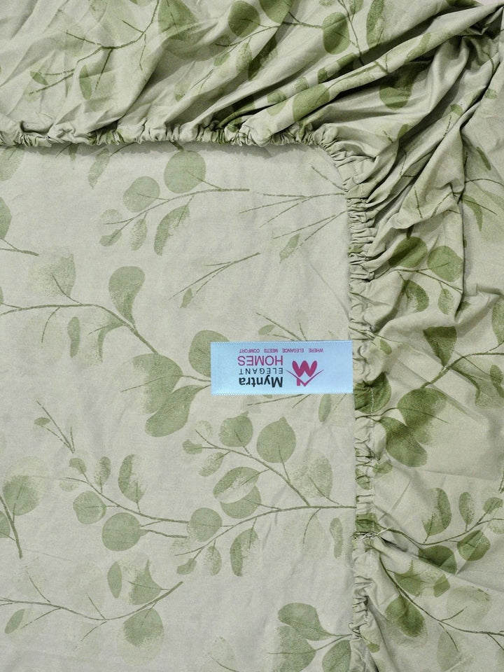 Myntra Elegant Homes Green Floral 300 TC King Cadar dengan 2 Sarung Bantal