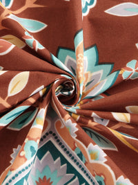 Aura Rust & Blue Printed 300 TC Set Cadar King 2.5 m x 2.25 m