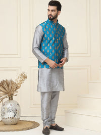 SOJANYA Mandarin Collar Kurta with Churidar With Nehru jacket