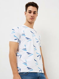 SPYKAR Men Abstract Printed Round Neck Cotton Slim Fit T-shirt