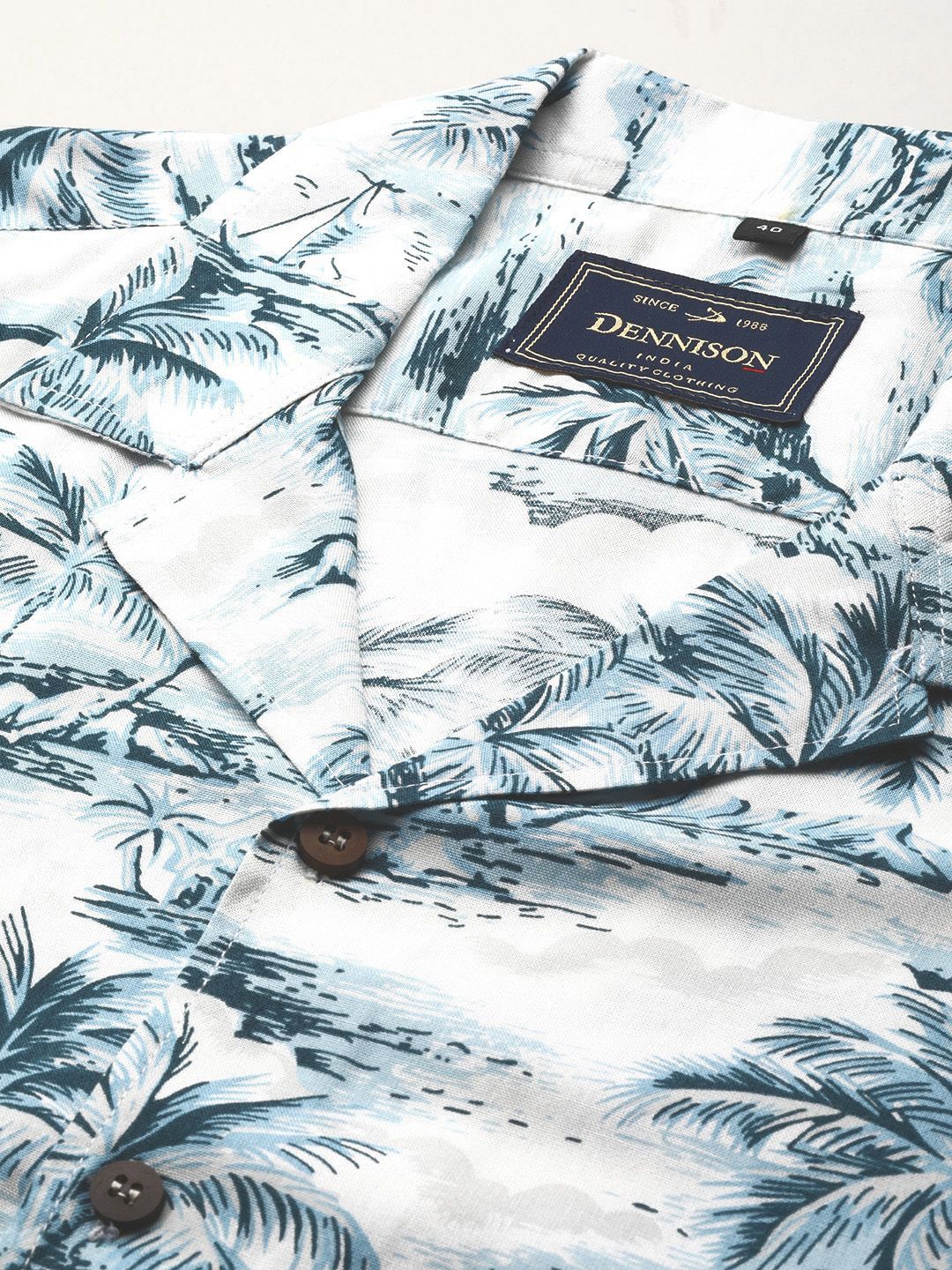 DENNISON Men Smart Fit Floral Printed Cuban Collar Casual Shirt