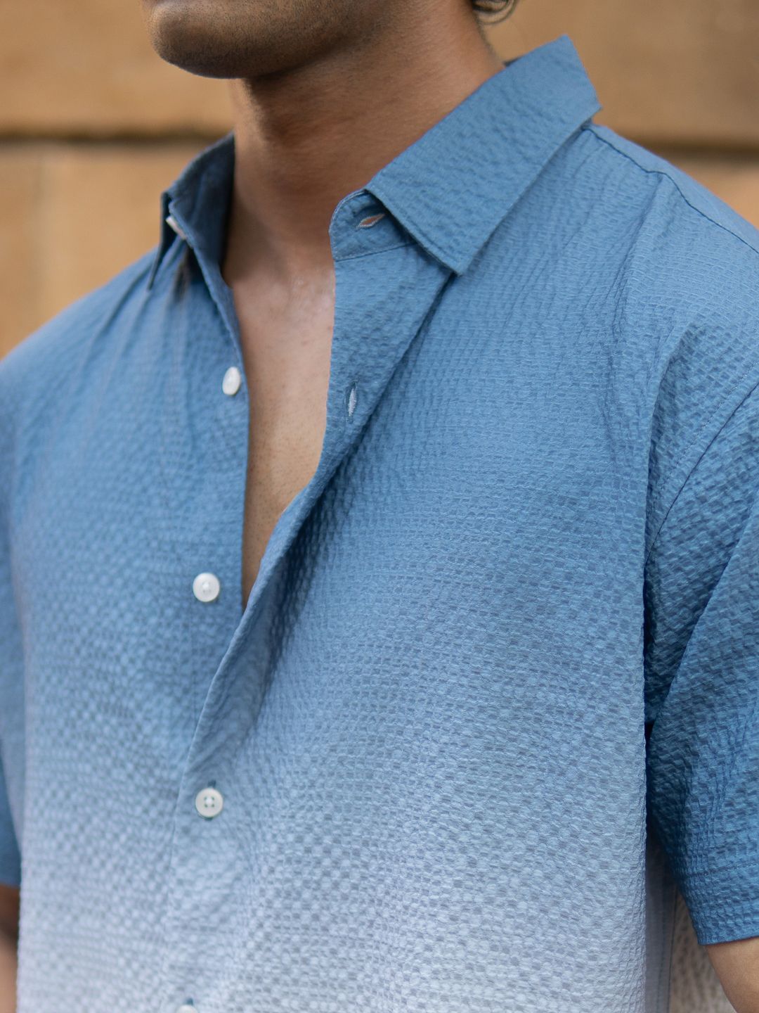 Powerlook Men Dyed Spread Collar Cotton Casual Shirt