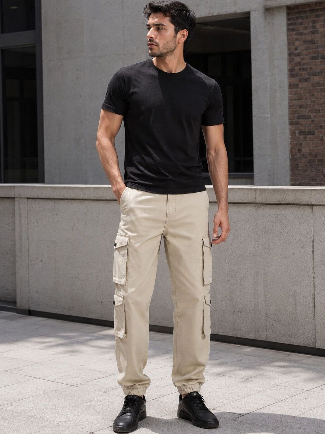 Eszett Men Mid-Rise Relaxed Fit Cargos