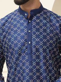 SOJANYA Geometric Embroidered Regular Thread Work Cotton Silk Kurta With Pyjama