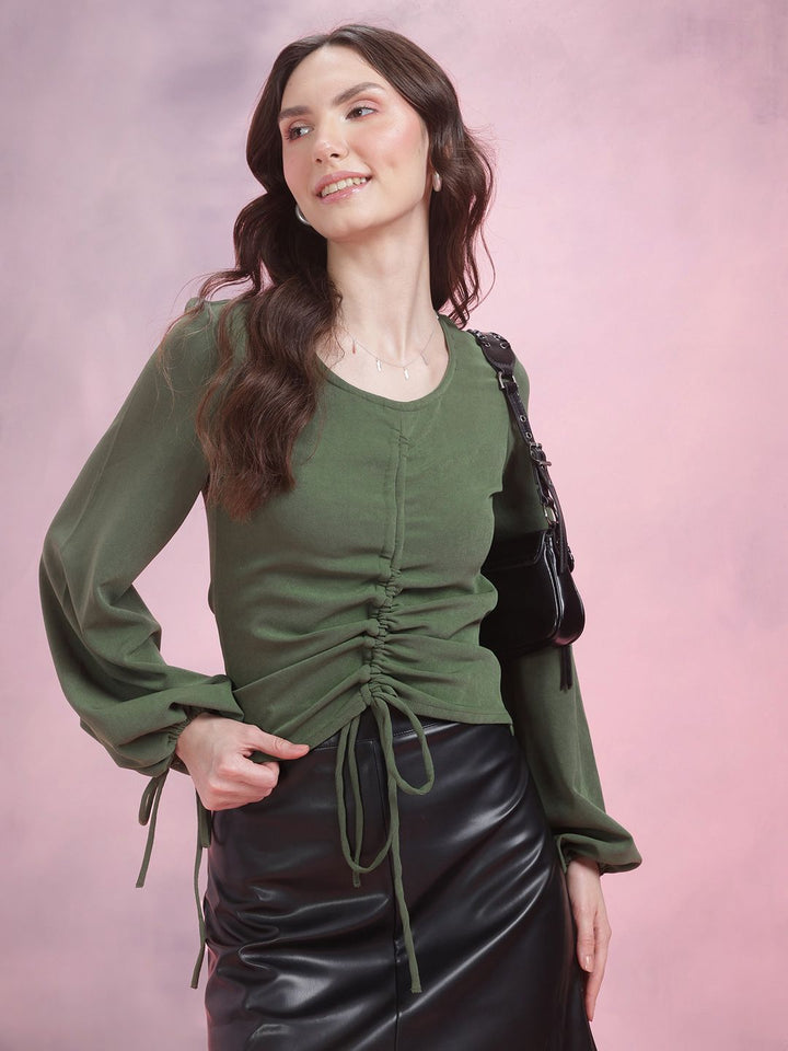 DressBerry Ruched Puff Sleeve Top