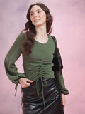 DressBerry Ruched Puff Sleeve Top