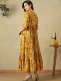 Mamicha Floral Print A-Line Midi Dress