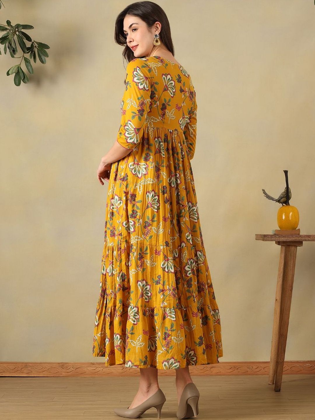 Mamicha Floral Print A-Line Midi Dress