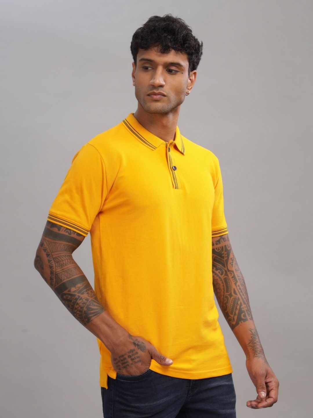 ADRO Men Polo Collar Pockets T-shirt