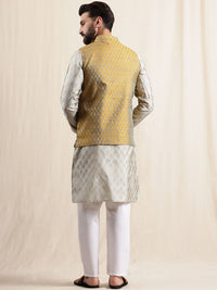 Anouk Men Floral Woven Design Kurta with Pyjamas & Nehru Jacket