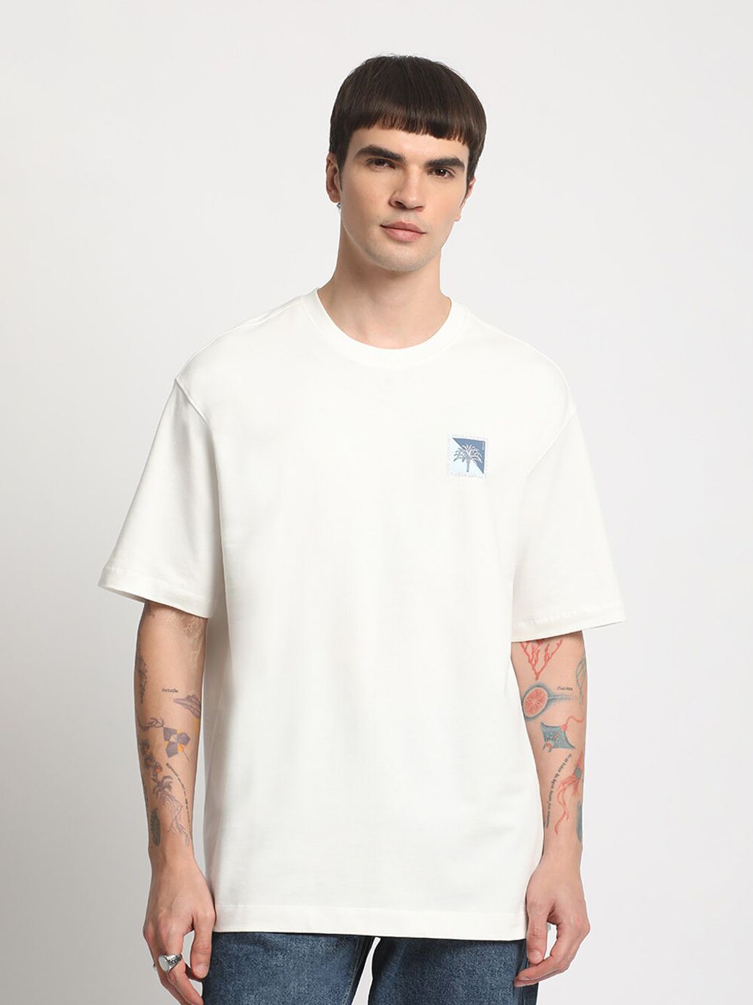 THE BEAR HOUSE Graphic Printed Round neck Loose Fit Cotton T-shirt