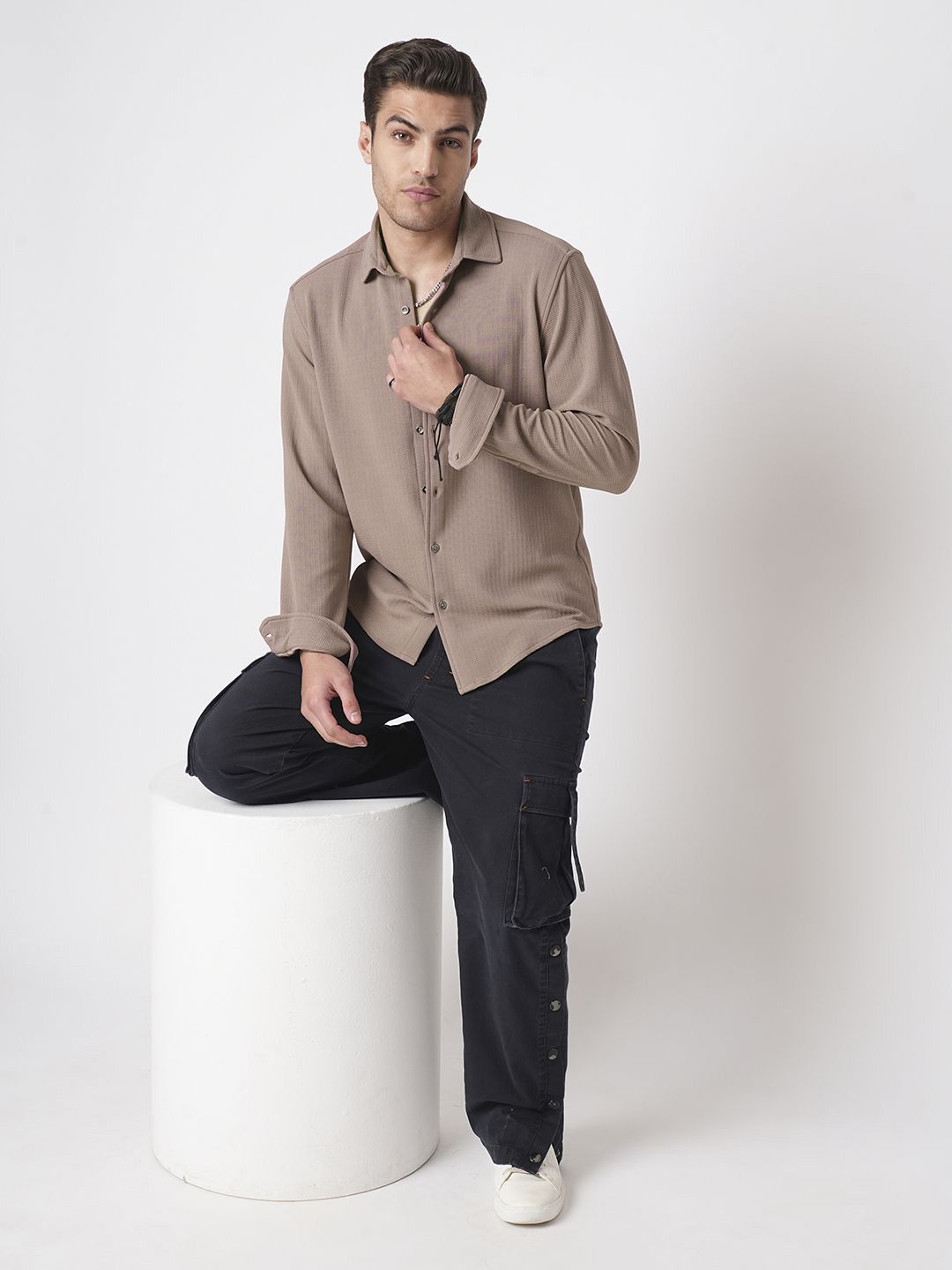 VASTRADO Men Classic Slim Fit Opaque Casual Shirt